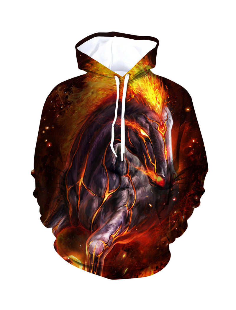 Hoodie 3D All Over Print Fiery Wolf Galaxy Art Unisex Streetwear Pullover