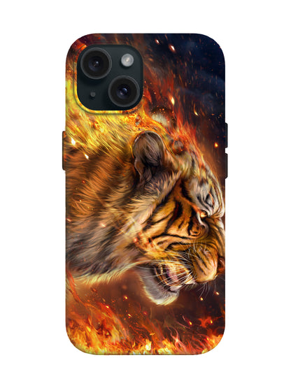 Flame Tiger Head Edgy Hardcore Tough Phone Case
