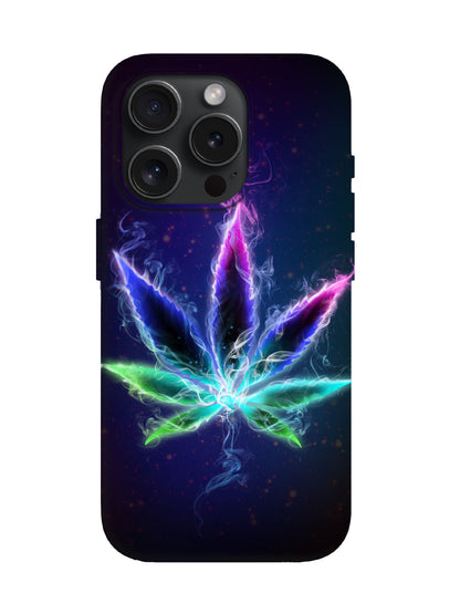 Neon Cannabis Leaf Cyberpunk Tough Phone Case