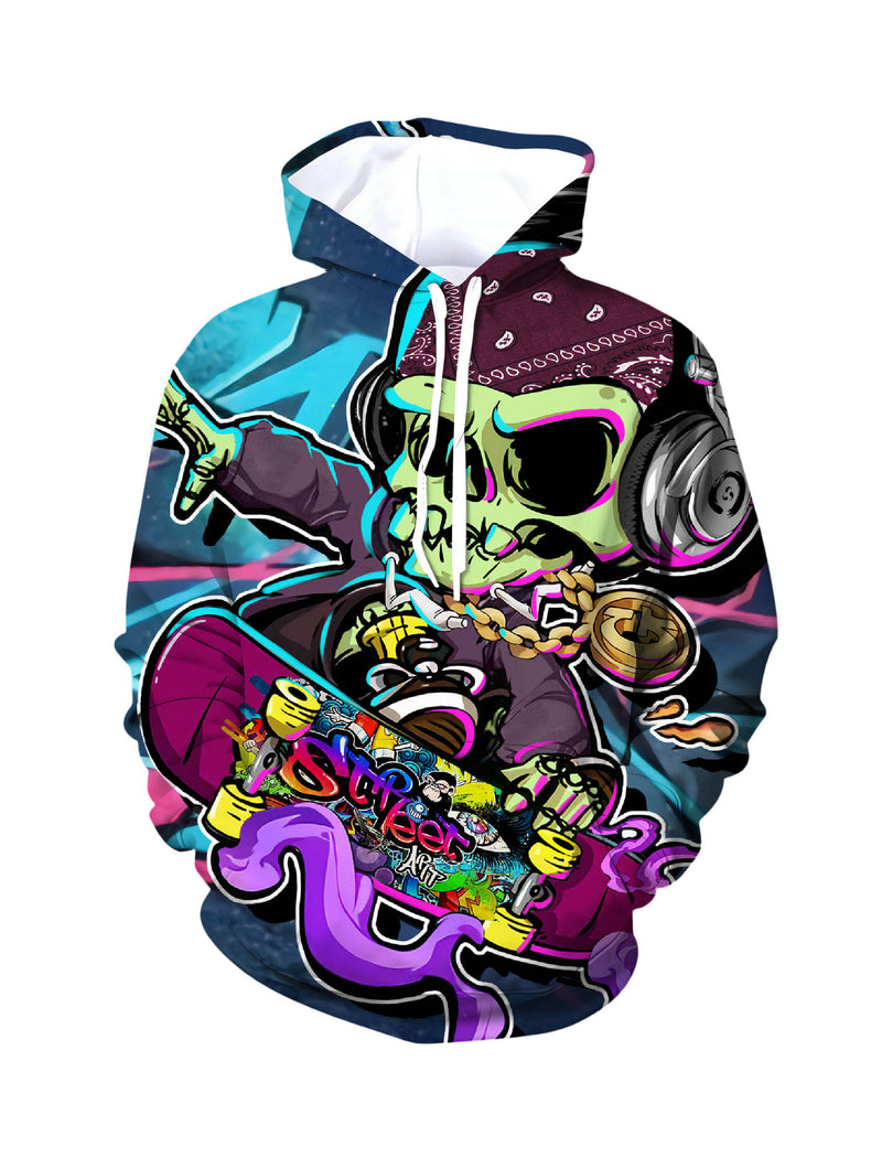 Graffiti Skull DJ 3D Print Hoodie | Oversized Streetwear Pullover