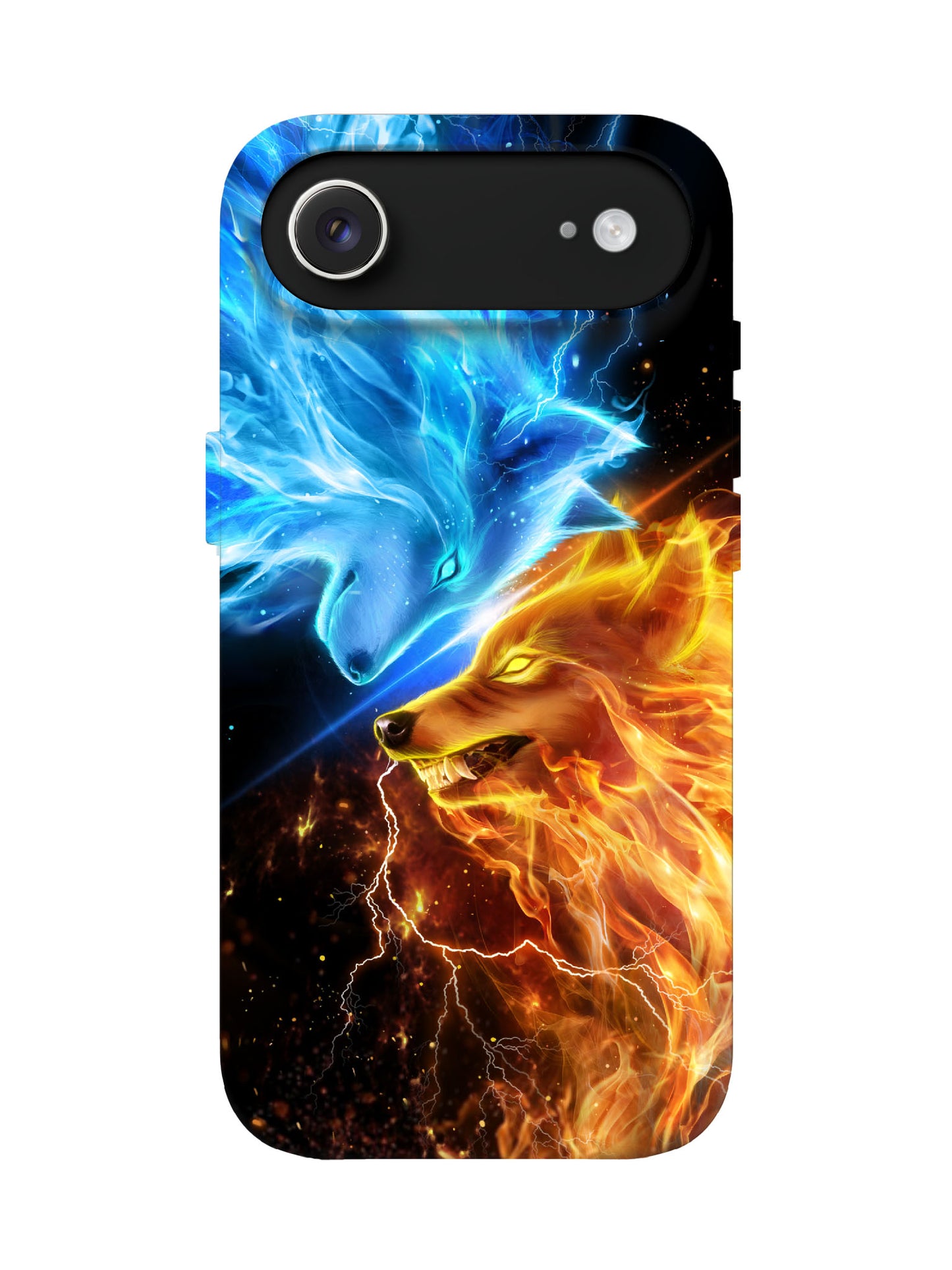 Dual Wolf Flame and Lightning Edgy Tough Phone Case