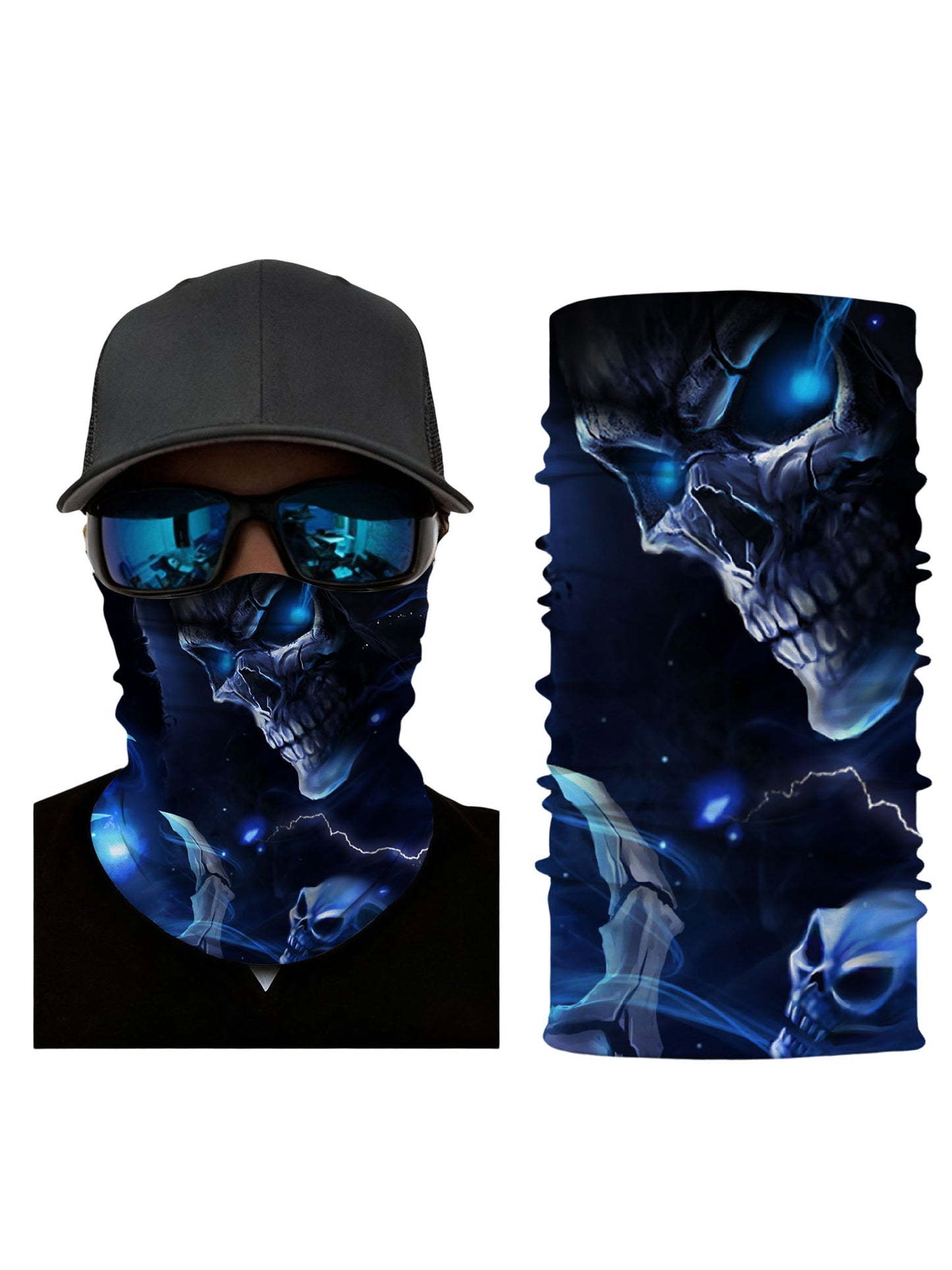 Gothic Skull Print Neck Gaiter - Versatile Face Mask for Motorcyclists, Gamers & Festival Goers