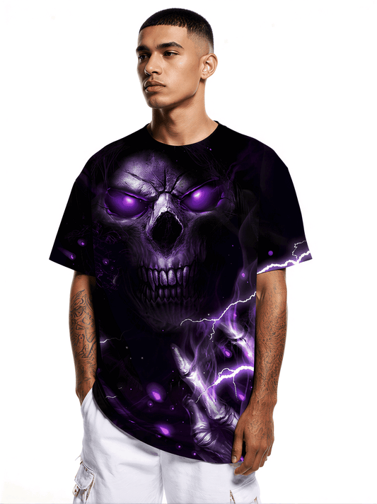 Men Women 3D All Over Print Skull Lightning T-Shirt Gothic Streetwear Graphic Sweatshirt