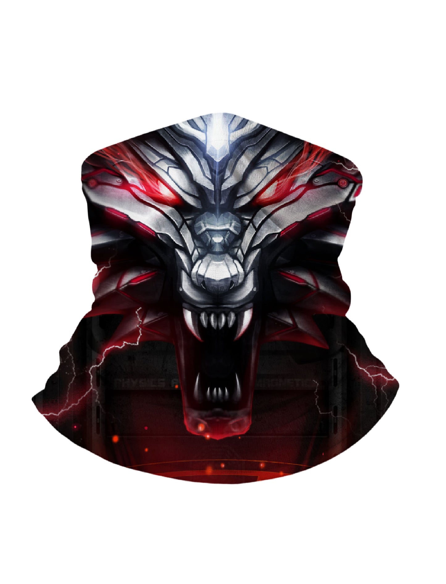 Cyberpunk Wolf Head 3D All Over Print Tube Face Mask for Men Women, Soft Stretchy Breathable Fabric with UV Protection