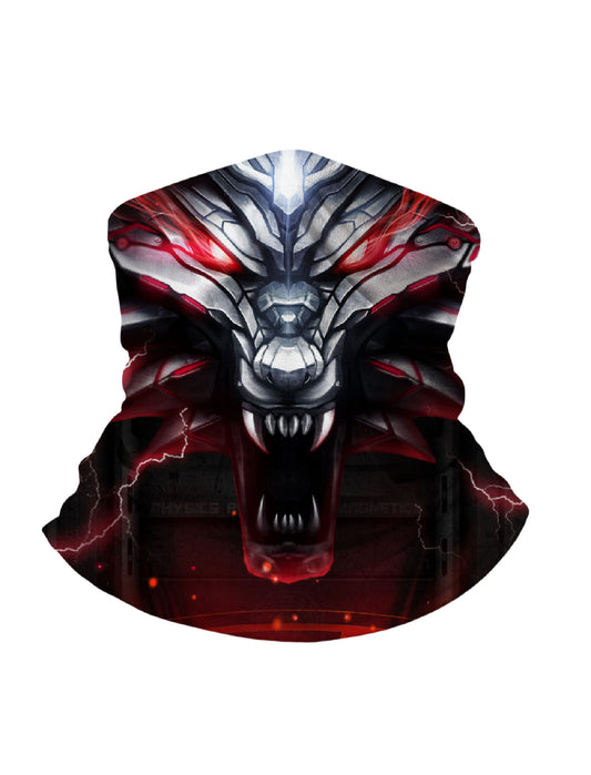 E-Girl E-Boy Cyberpunk Wolf Head 3D All Over Print Tube Face Mask for Men Women, Soft Stretchy Breathable Fabric with UV Protection