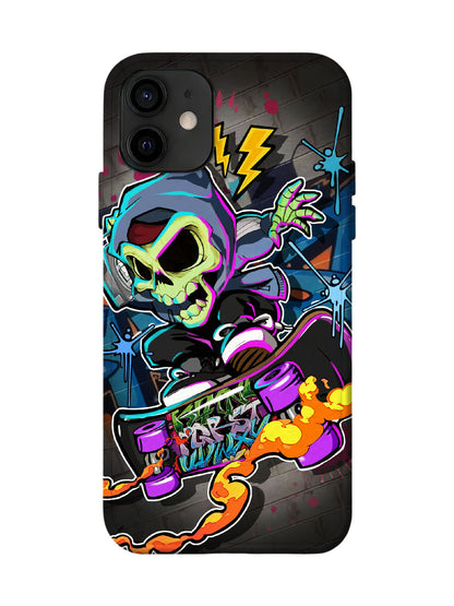 Skull and Flame Graffiti Edgy Cyberpunk Tough Phone Case