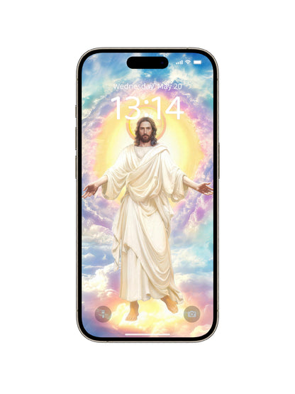 Jesus Open Arms Heavenly Clouds Digital Wallpaper