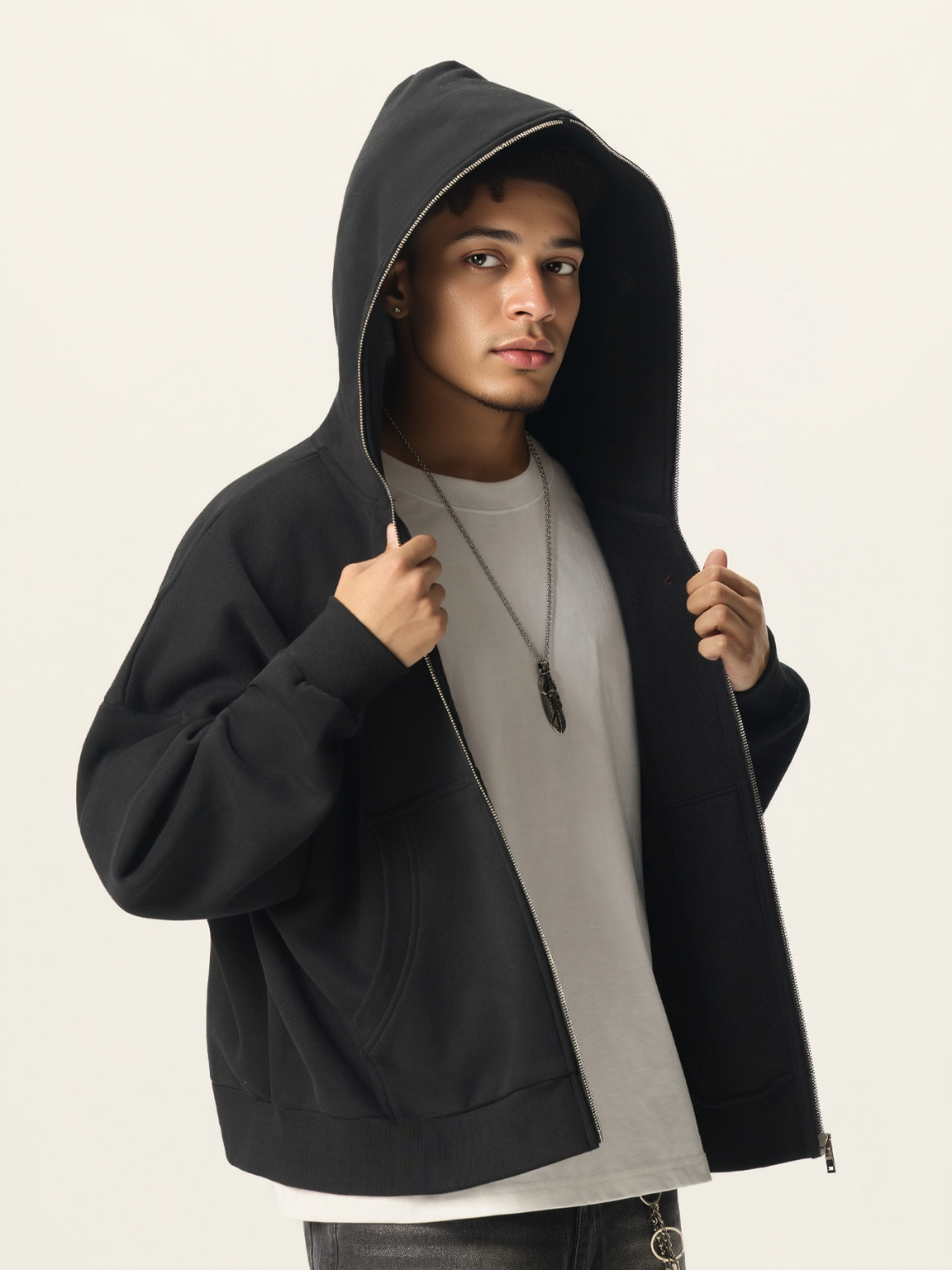 350g Fleece Zip-Up Hoodie Oversized