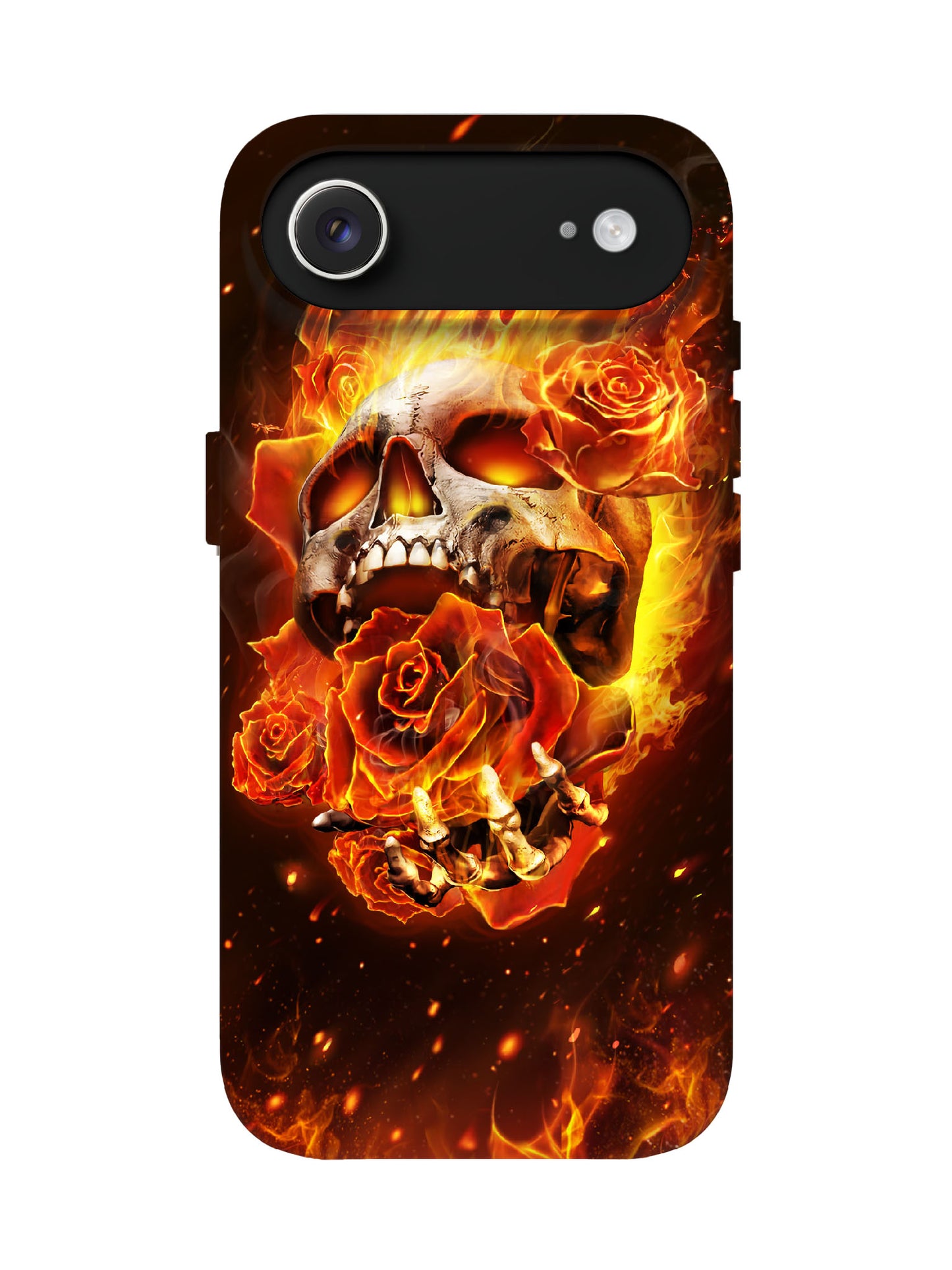 Skull and Roses Flame Edgy Tough Phone Case