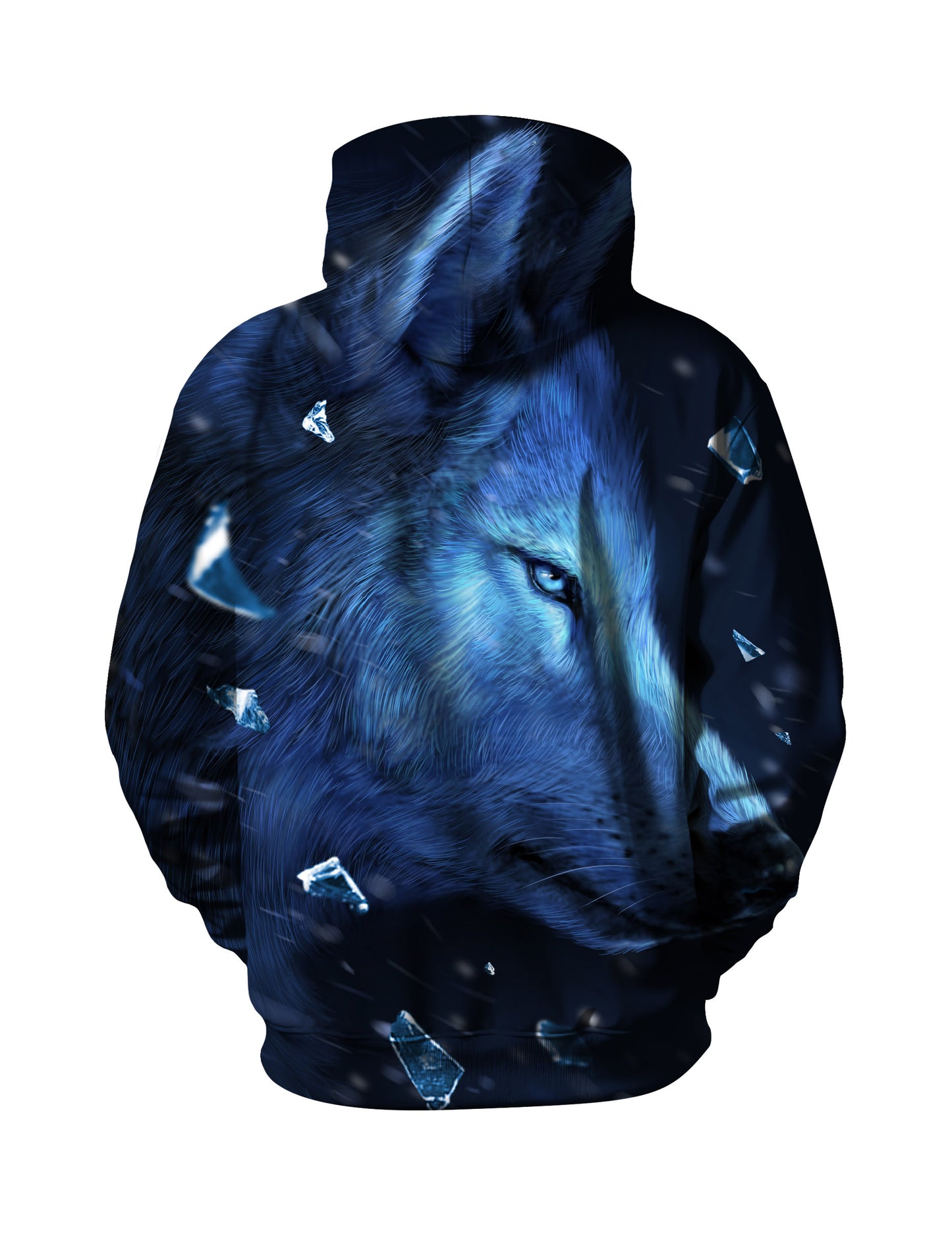 Hoodie 3D All Over Print Blue Wolf Face Snowflake Pattern Unisex Soft Comfortable Streetwear