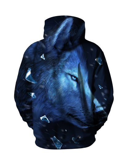 Hoodie 3D All Over Print Blue Wolf Face Snowflake Pattern Unisex Soft Comfortable Streetwear