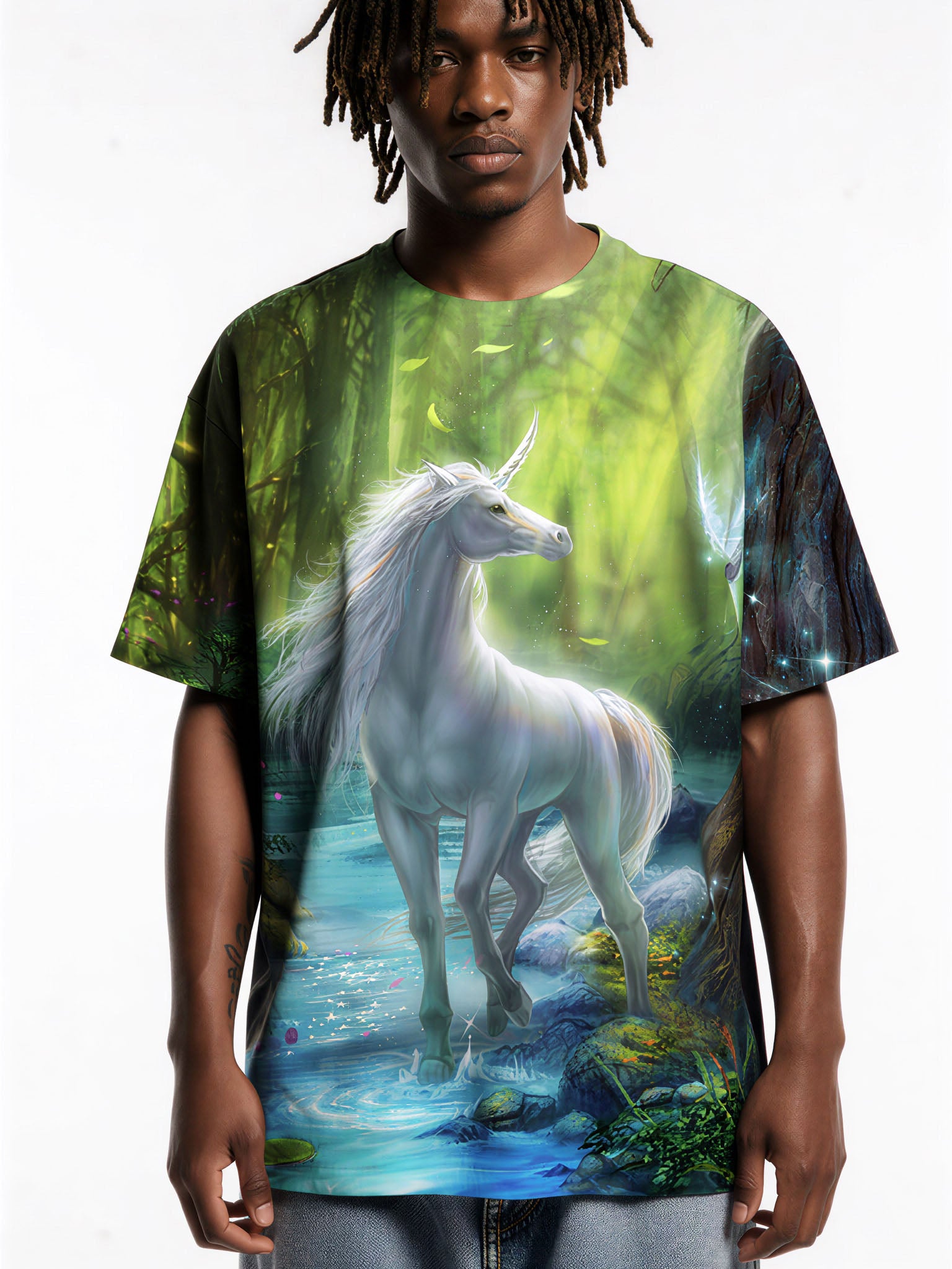 Unicorn Forest 3D All Over Print T-Shirt for Men Women Fantasy Graphic Sweatshirt