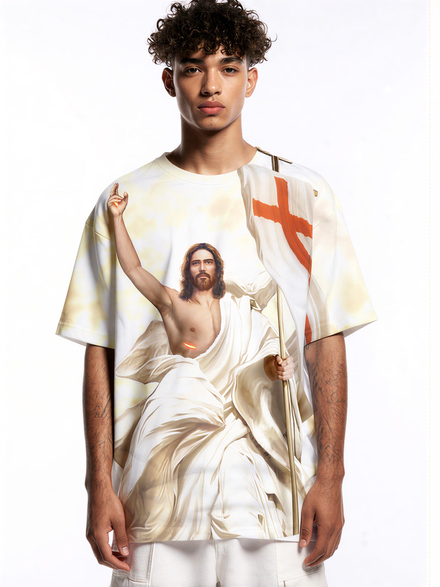 Jesus Christ 3D All Over Print T-Shirt for Men Women, Religious Flag Design, Unisex Christian Clothing