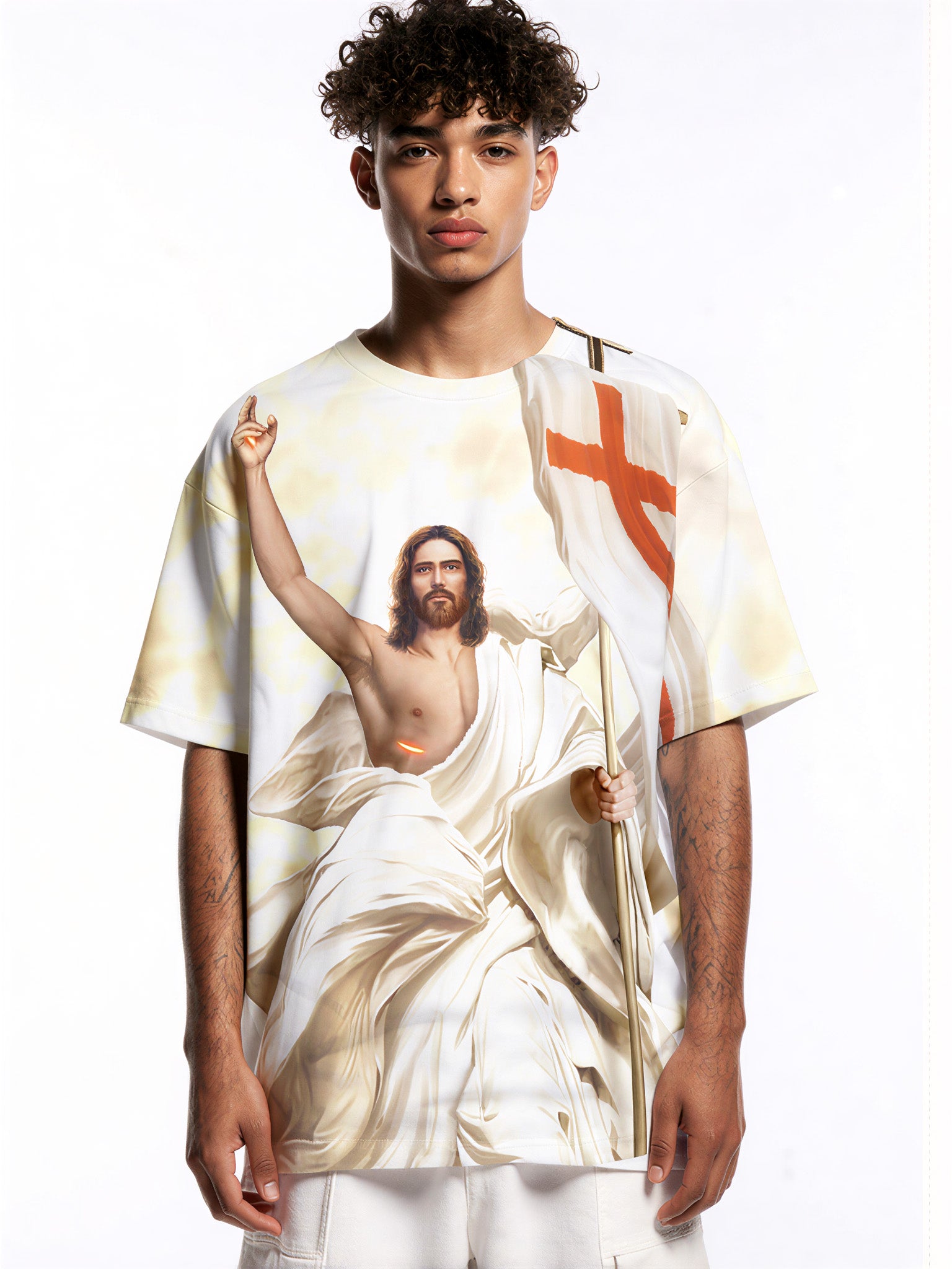 Jesus Christ 3D All Over Print T-Shirt for Men Women, Religious Flag Design, Unisex Christian Clothing