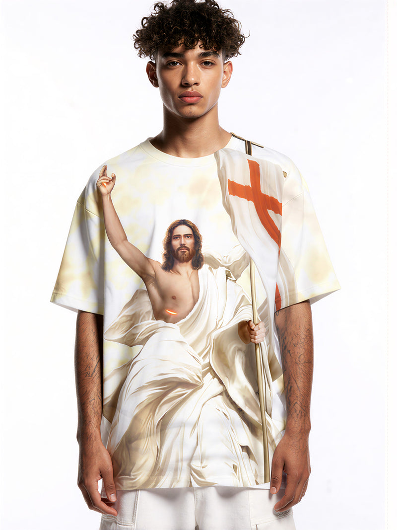 Jesus Christ 3D All Over Print T-Shirt for Men Women, Religious Flag Design, Unisex Christian Clothing