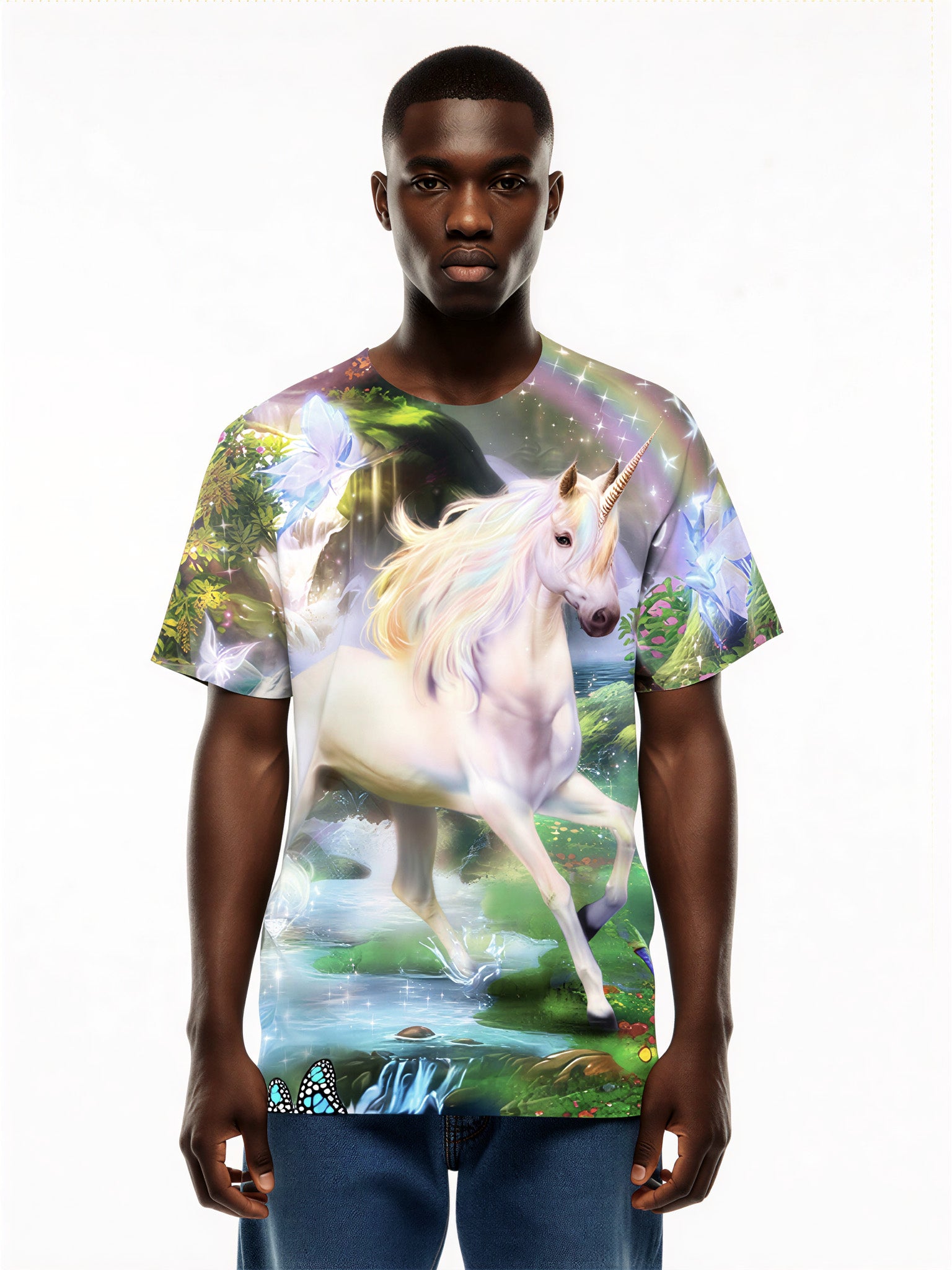Unicorn 3D All Over Print T-Shirt for Men Women Fantasy Forest Graphic Pullover