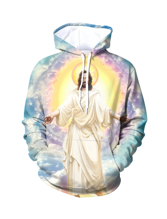Jesus Christ 3D All Over Print Hoodie for Men Women Divine Sky Halo Design Unisex Streetwear