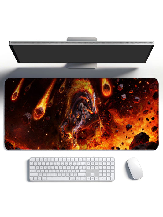 Inferno Fire Horse Charging Through Meteor Storm Large Desk Mat
