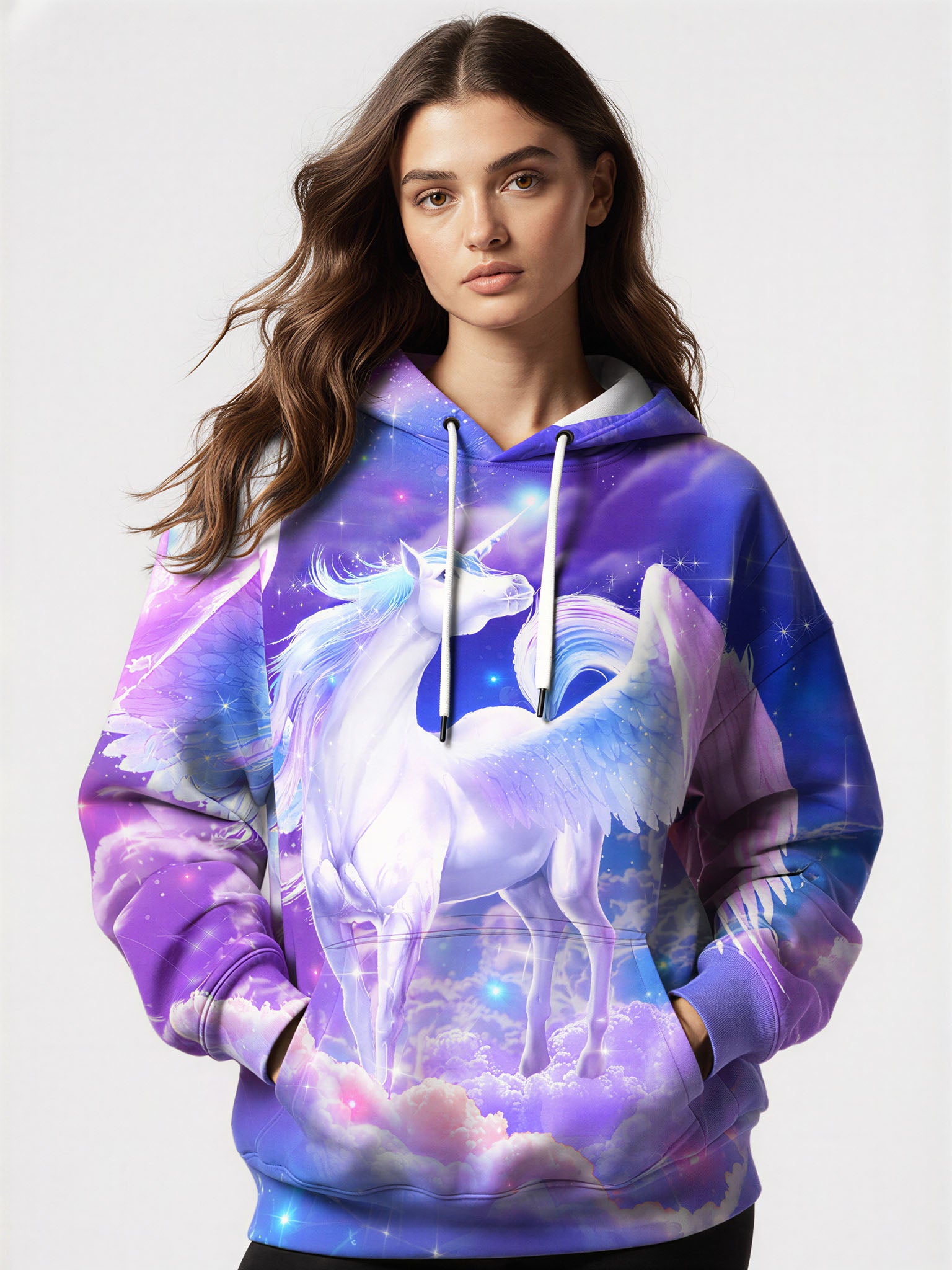 3D All Over Print Unicorn Hoodie for Men Women Galaxy Clouds Fantasy Style