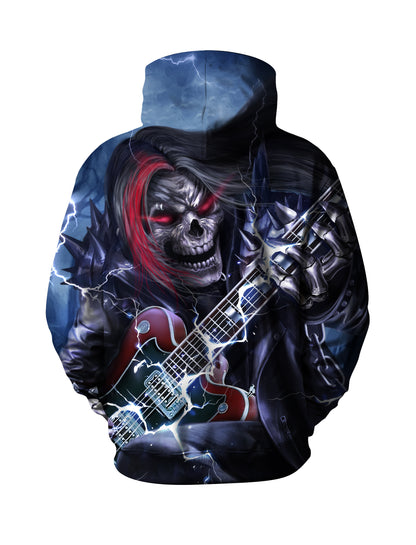 3D All Over Print Hoodie Dark Rock Punk Skull Style Aesthetic Streetwear for Men Women