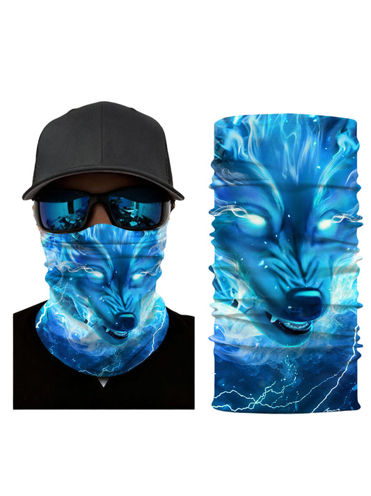 Unisex Pullover Hoodie with 3D All Over Print Electric Blue Wolf in Cosmic Storm Aesthetic Soft Comfortable Cotton Blend Streetwear