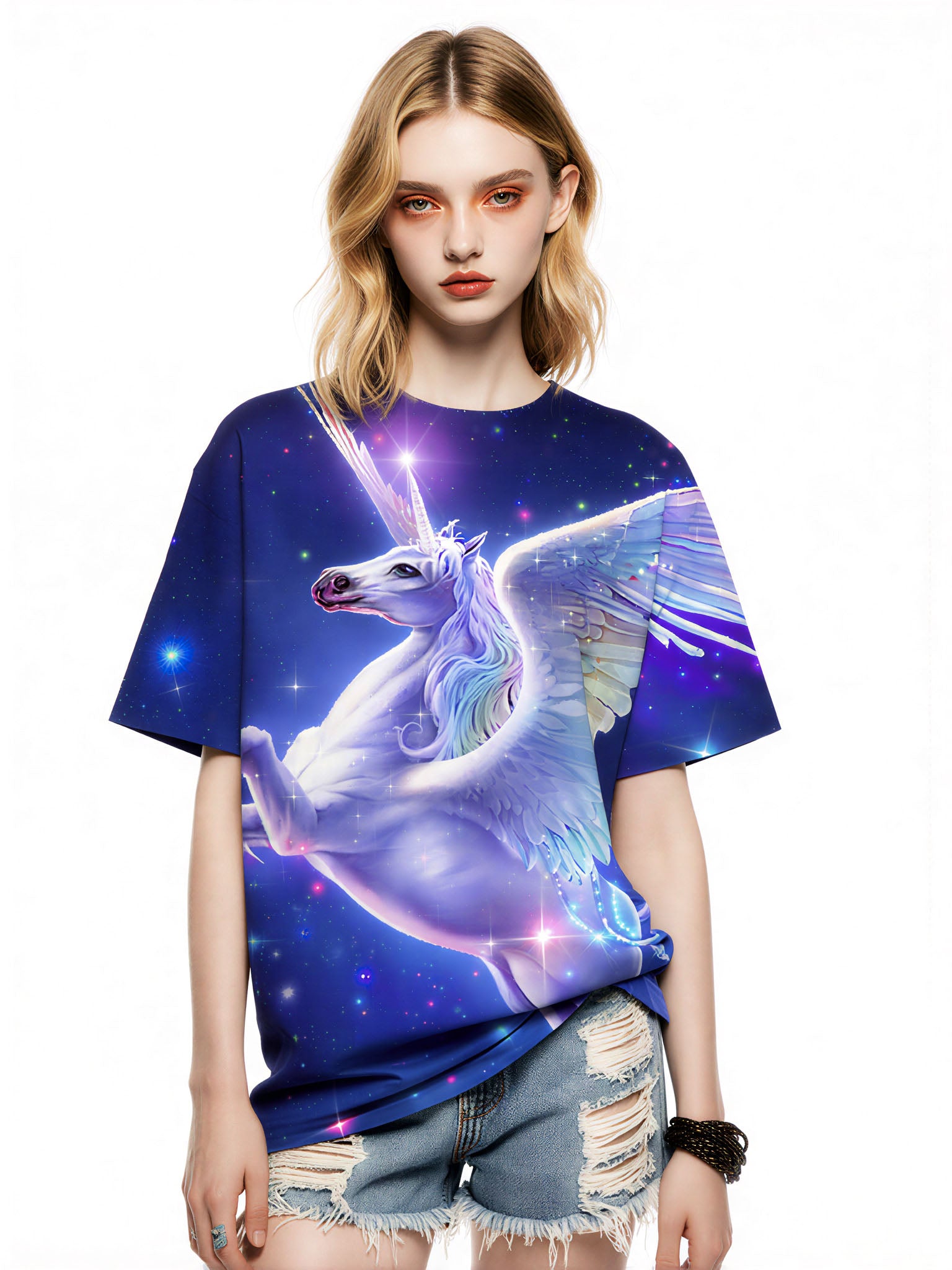 3D All Over Print Unicorn T-Shirt for Men Women Galaxy Space Fantasy Style