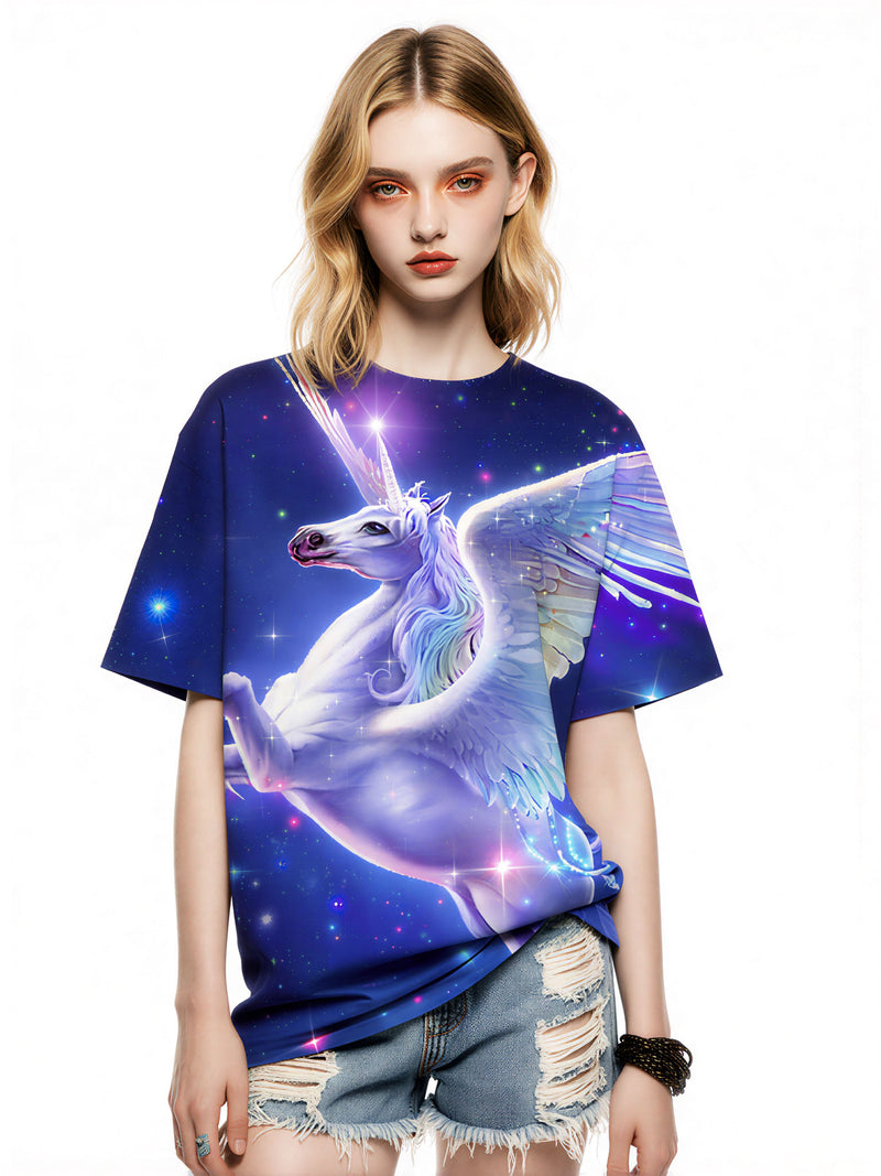 3D All Over Print Unicorn T-Shirt for Men Women Galaxy Space Fantasy Style