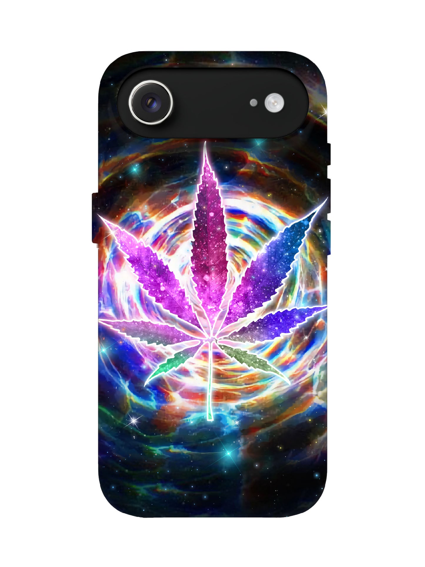 Neon Cannabis Leaf Cyberpunk Protective Phone Case