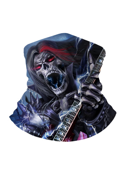 Balaclava with 3D all over print graffiti skull design, streetwear style unisex face mask, breathable fabric and windproof for outdoor music festivals