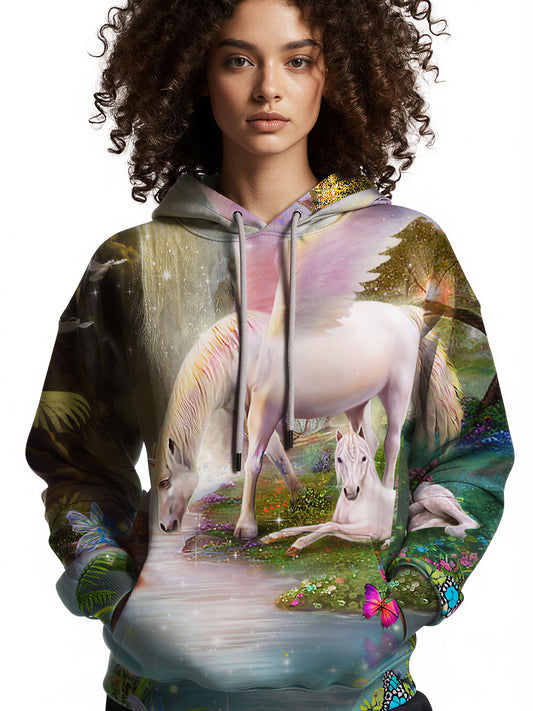 Unicorn 3D All Over Print Hoodie for Men Women Fantasy Forest Fairy Butterfly Design