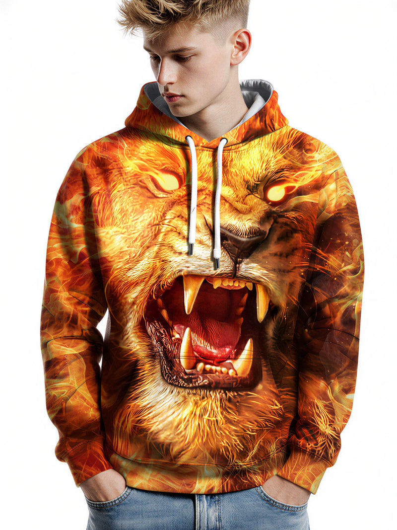 Men Women 3D All Over Print Lion Fire Hoodie Sweatshirt