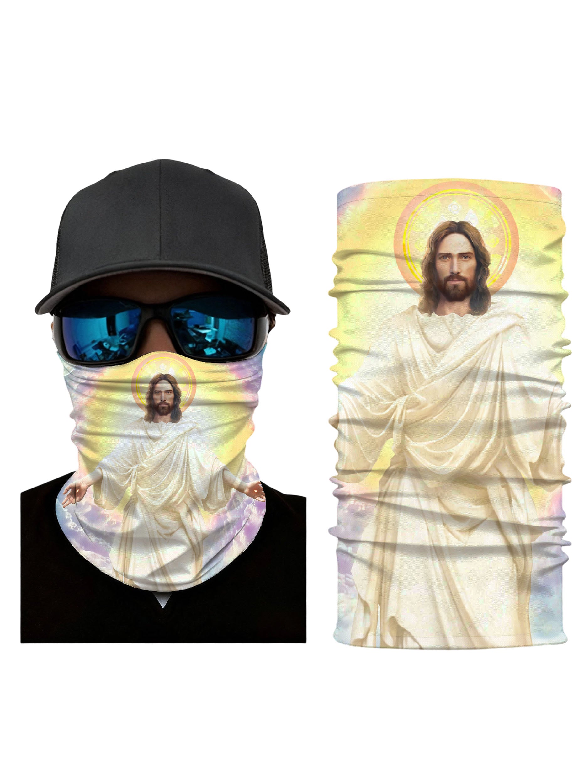 3D Jesus Christ Print Neck Gaiter - Windproof Breathable Face Cover for Hiking, Cycling & Streetwear