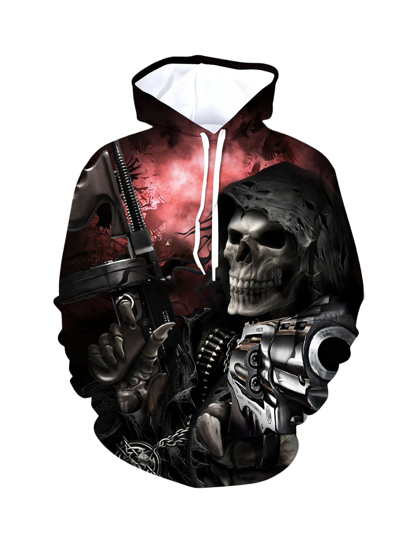 Cyber Reaper Skull 3D Print Hoodie | Dark Mech Graphic Pullover