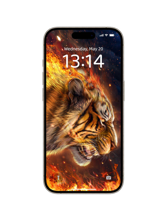 Flame Tiger Roar Phone Wallpaper
