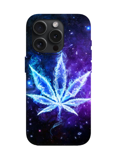 Neon Flame Leaf Cyberpunk Tough Phone Case