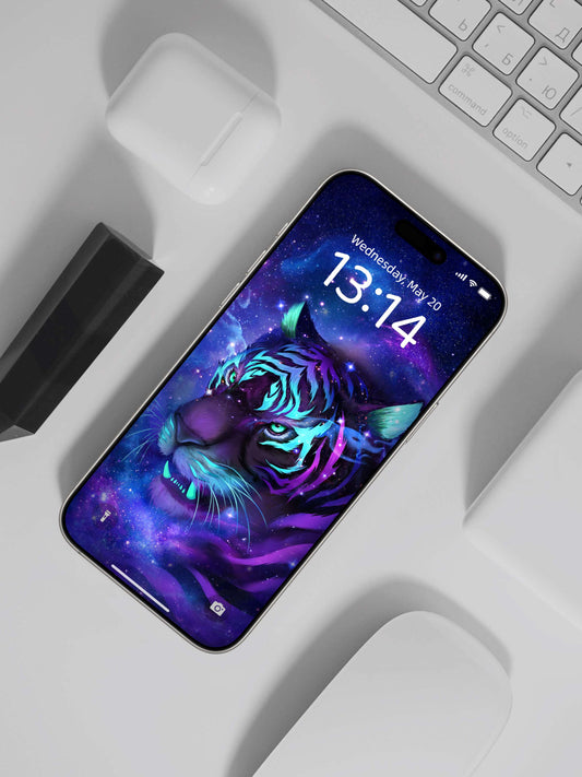 Neon Stripe Tiger Phone Wallpaper