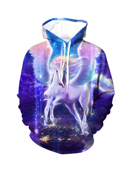 3D All Over Print Unicorn Hoodie for Men Women Galaxy Winged Horse Fantasy Sweatshirt