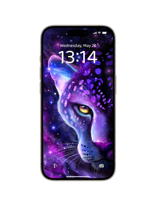 Purple Galaxy Leopard Profile Phone Wallpaper