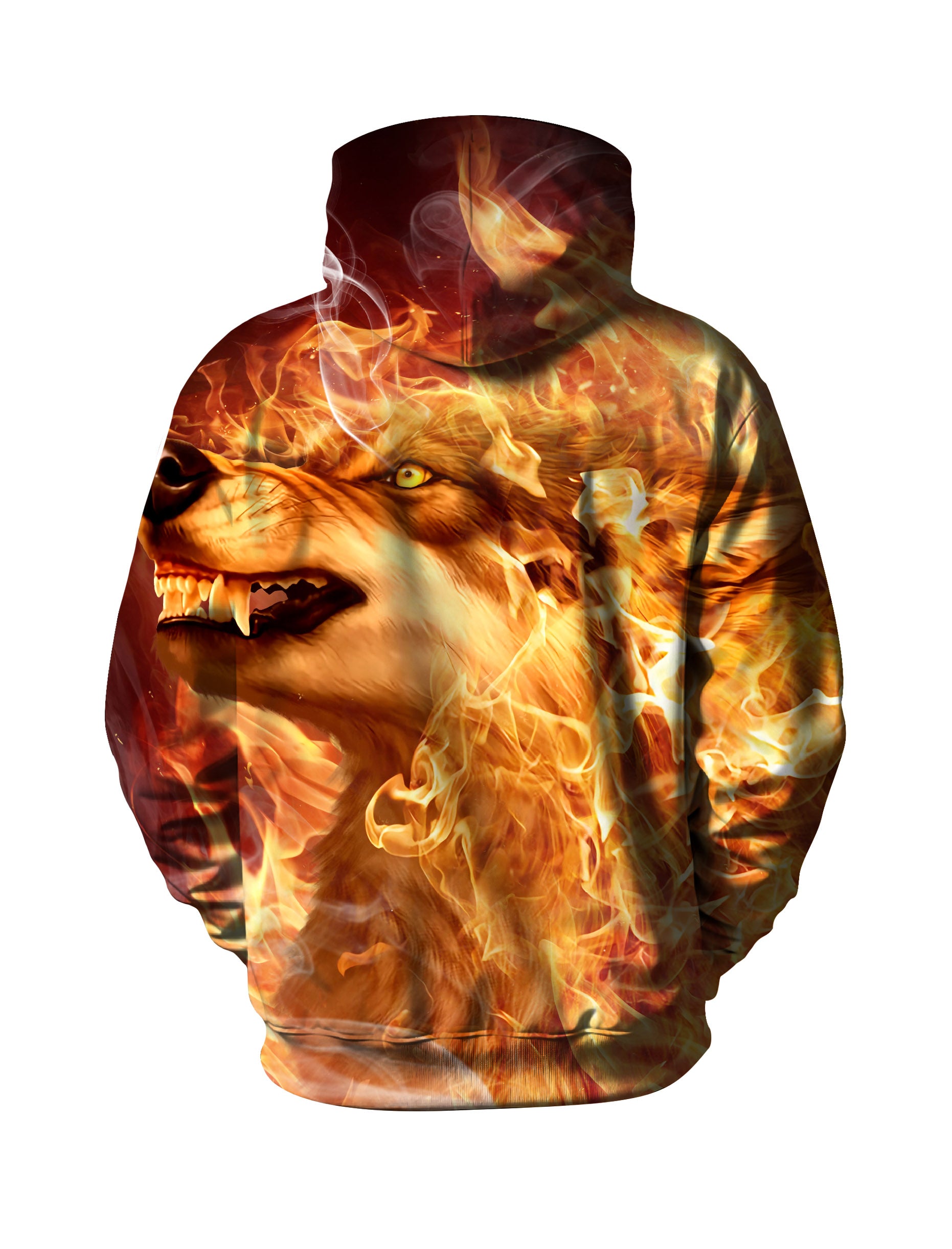 Flaming Wolf Graphic Hoodie 3D Orange Fire Print Unisex Oversized Streetwear Sweatshirt for Men Women