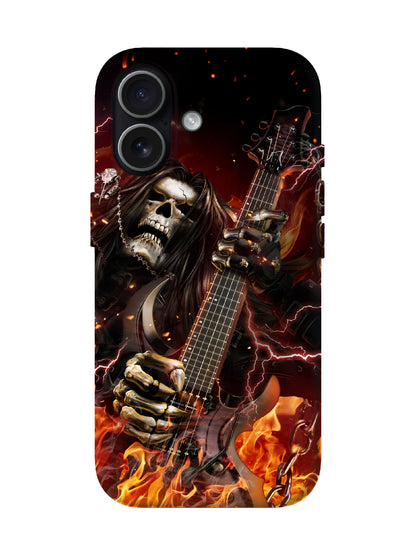 Skull Guitar Flame Lightning Edgy Hardcore Tough Phone Case