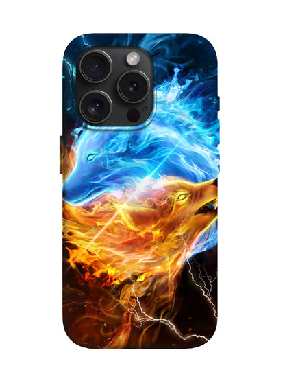 Dual Wolf Flame Lightning Edgy Tough Phone Case