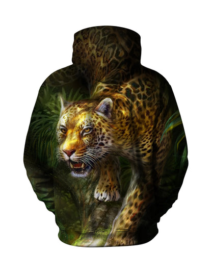 Leopard 3D All Over Print Hoodie for Men Women Jungle Animal Graphic Pullover Sweatshirt