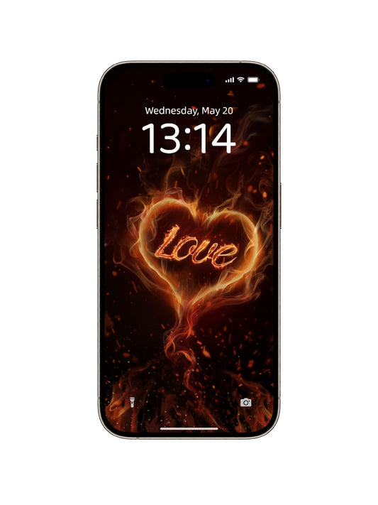 Fiery Heart Love Phone Wallpaper