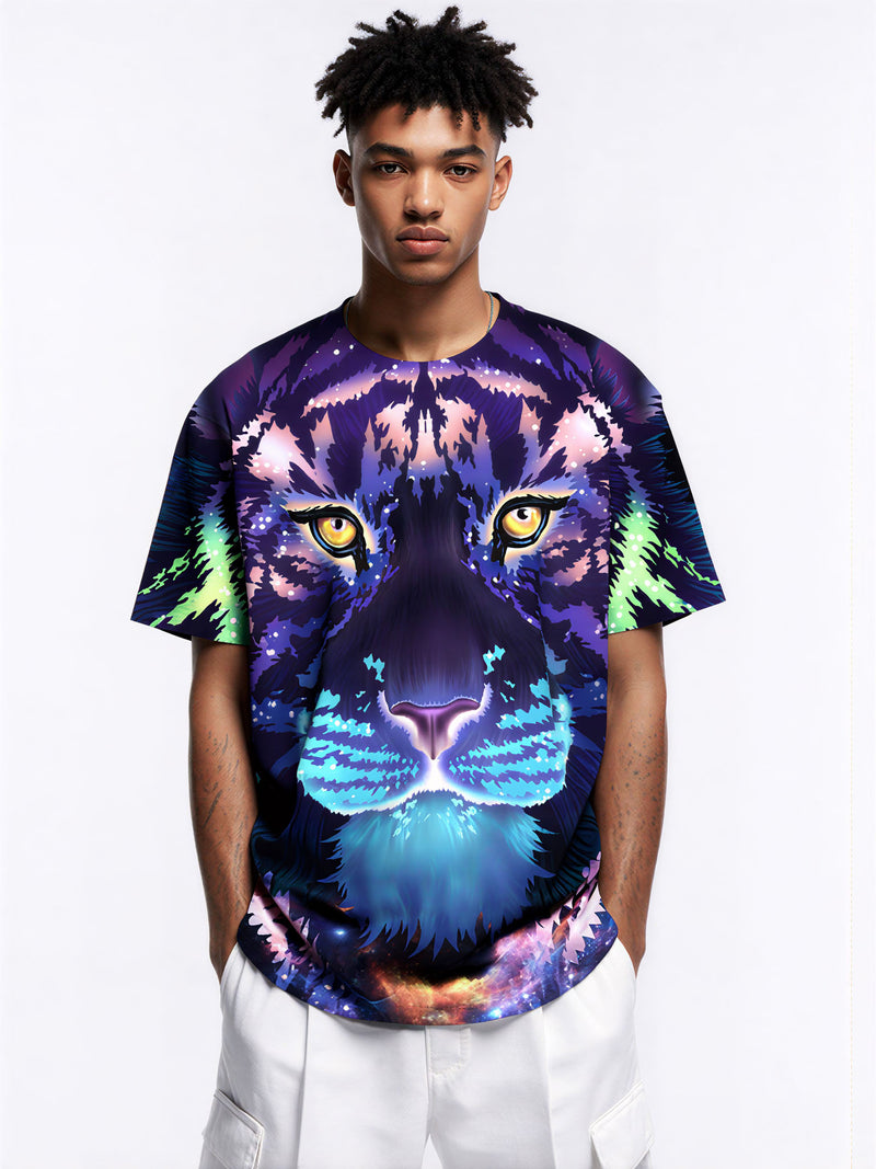 3D All Over Print Galaxy Tiger T-Shirt for Men Women, Cosmic Space Animal Graphic Pullover Sweatshirt