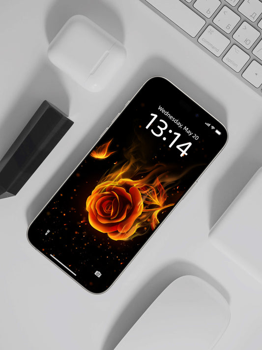 Fiery Rose & Embers Phone Wallpaper