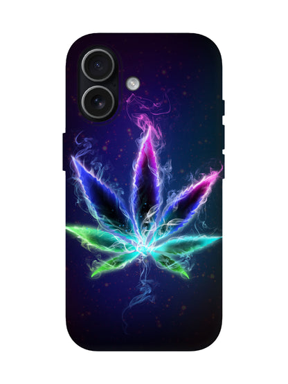 Neon Cannabis Leaf Cyberpunk Tough Phone Case