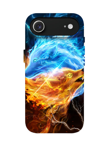Dual Wolf Flame Lightning Edgy Tough Phone Case
