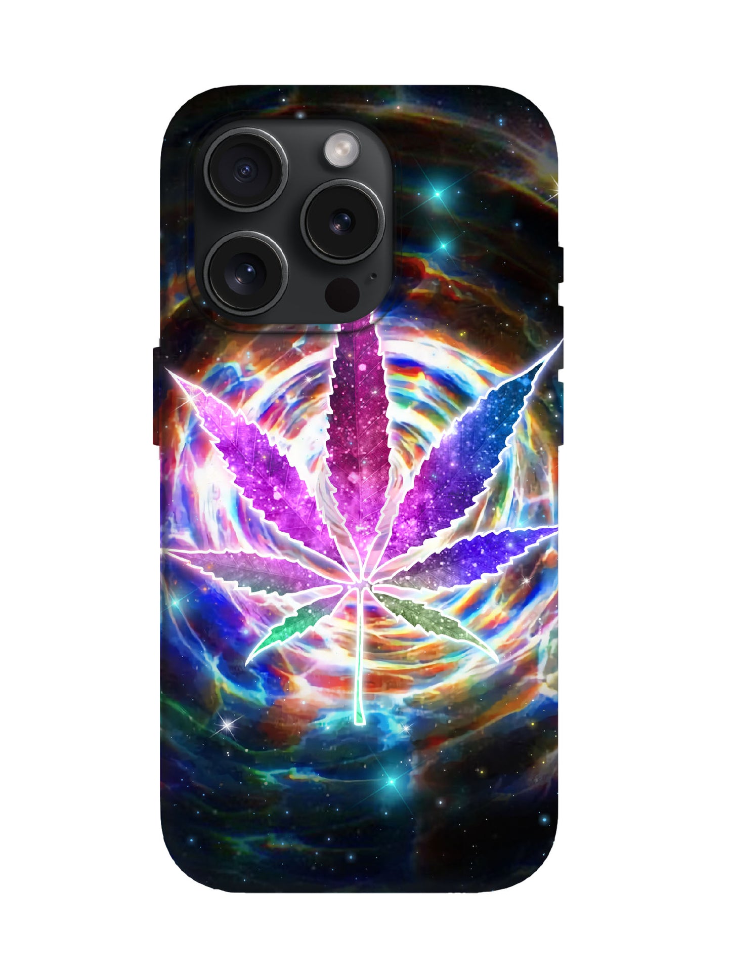 Neon Cannabis Leaf Cyberpunk Protective Phone Case