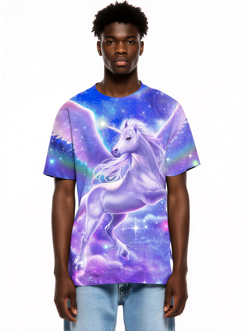 Unicorn 3D All Over Print T-Shirt for Men Women, Galaxy Fantasy Style