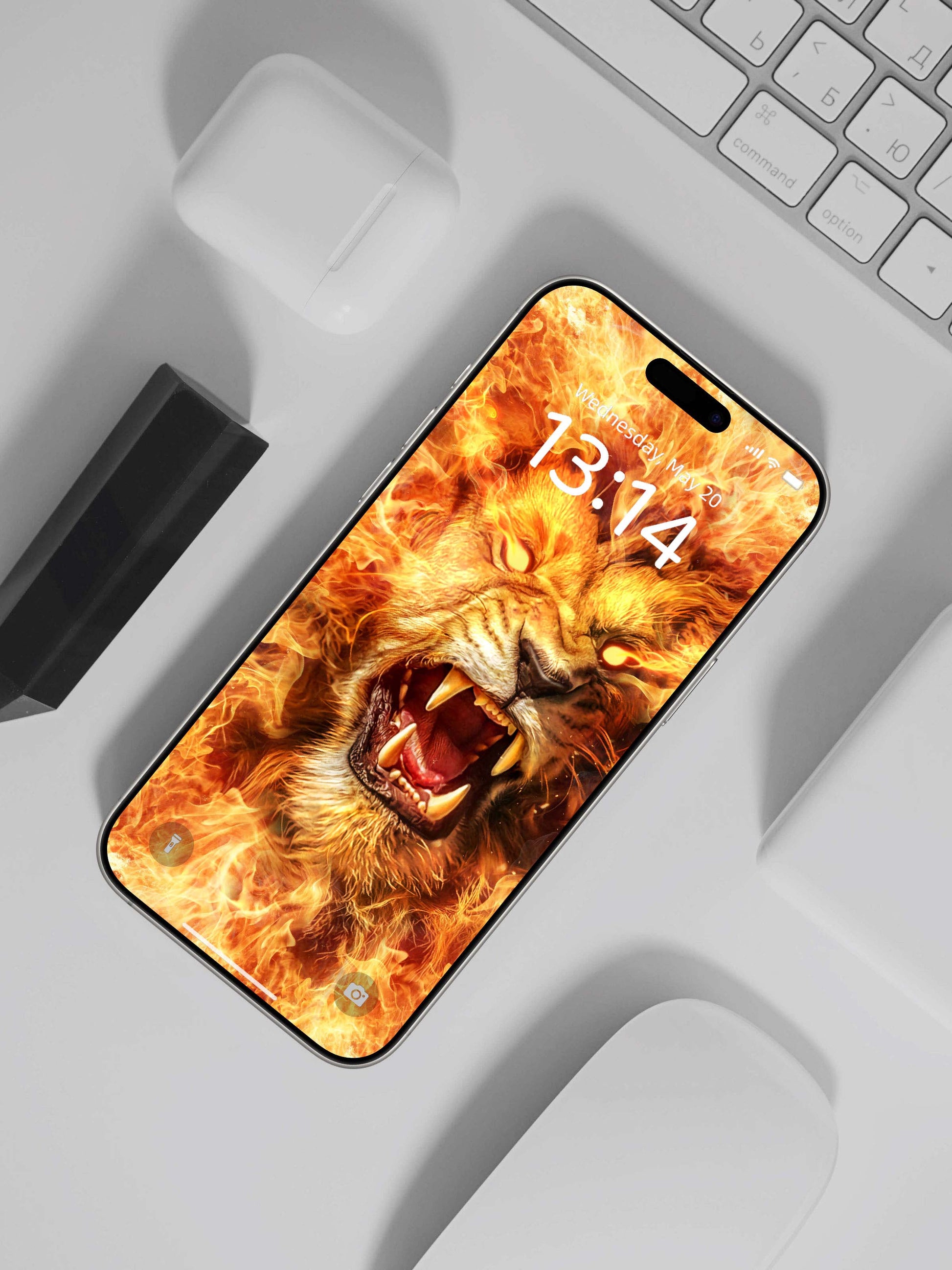 Fiery Lion Snarl Phone Wallpaper